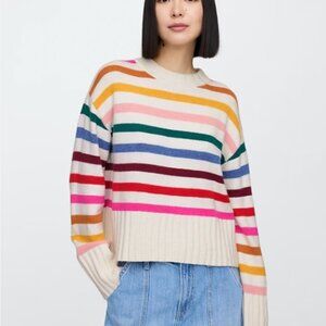 NWT GAP Women's Colorful Striped CashSoft Relaxed Crew Neck Sweater, XS